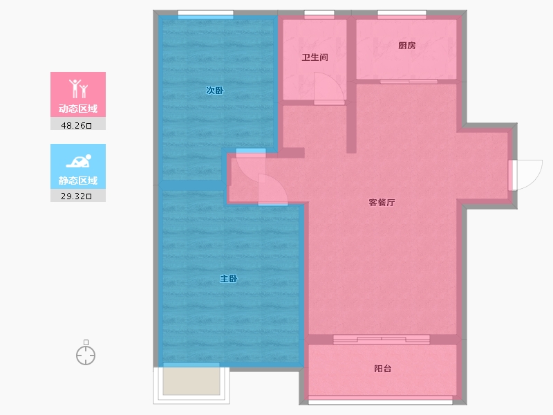 安徽省-淮南市-国烨新城-68.98-户型库-动静分区