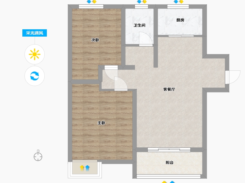 安徽省-淮南市-国烨新城-68.98-户型库-采光通风