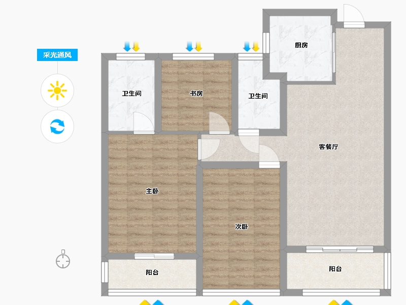 浙江省-杭州市-滨汇之都-98.00-户型库-采光通风