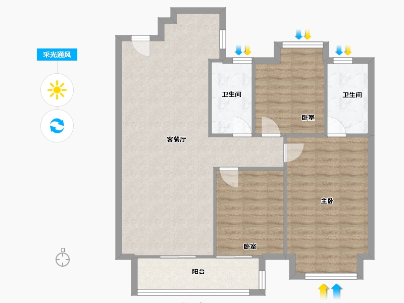 江西省-赣州市-龙湖佳兴紫云台-89.00-户型库-采光通风