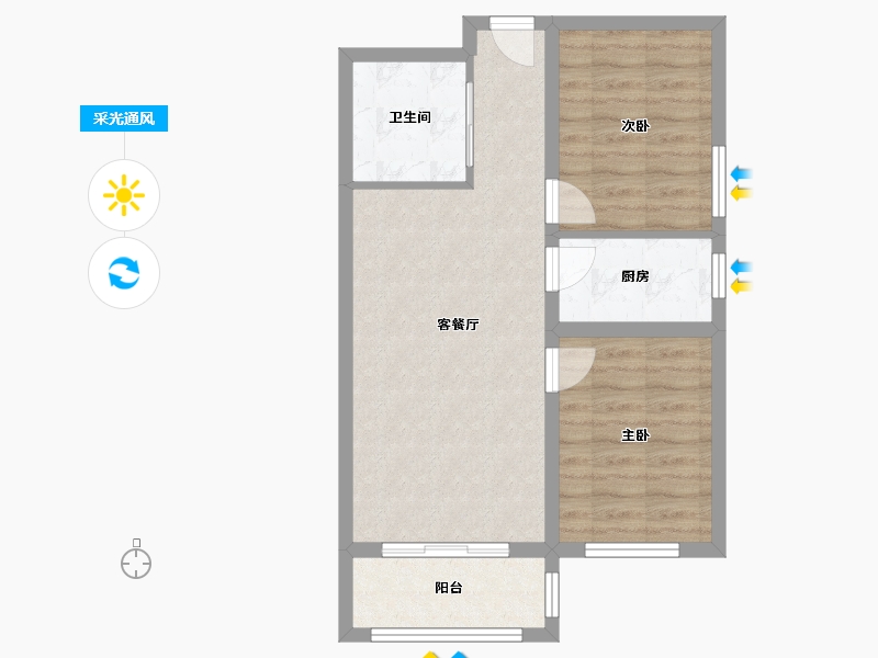 河北省-廊坊市-天园三期-60.00-户型库-采光通风