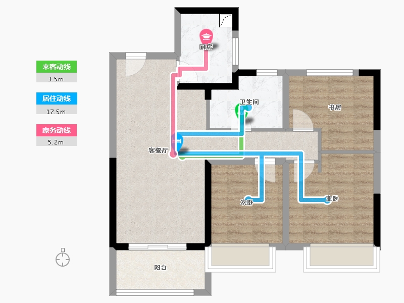 江苏省-苏州市-锦华星光苑-70.00-户型库-动静线