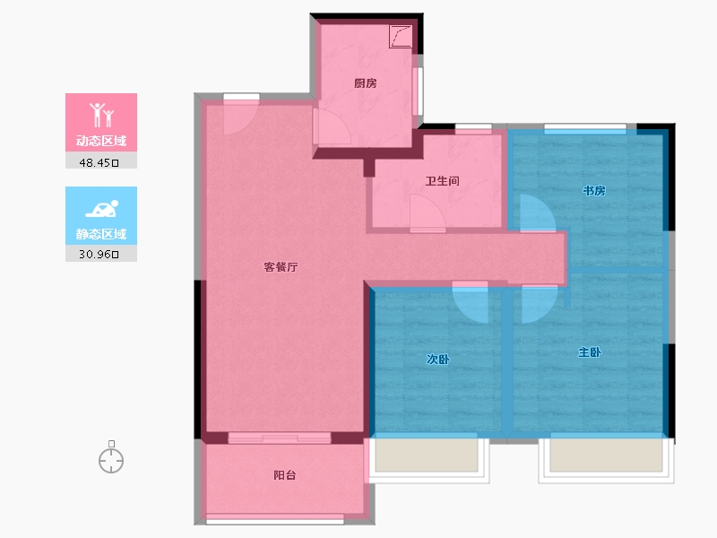 江苏省-苏州市-锦华星光苑-70.00-户型库-动静分区