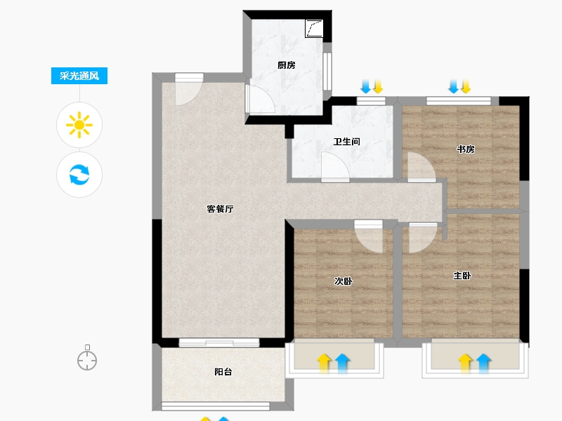 江苏省-苏州市-锦华星光苑-70.00-户型库-采光通风