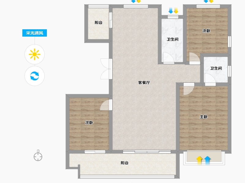 山东省-临沂市-正阳华府-110.00-户型库-采光通风