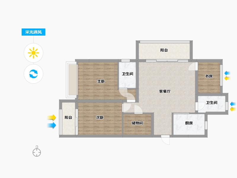 浙江省-嘉兴市-翡翠天宸 -70.00-户型库-采光通风