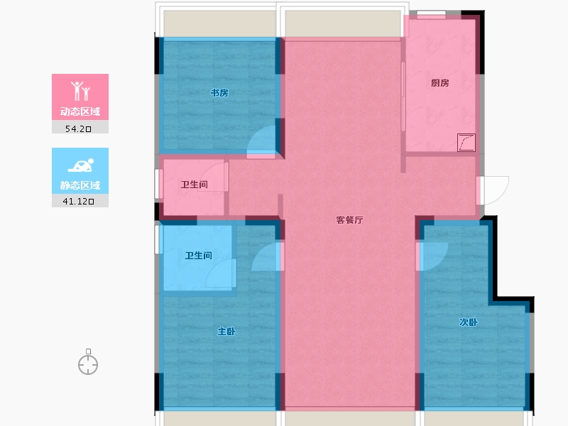 吉林省-长春市-中海橡树园-105.00-户型库-动静分区