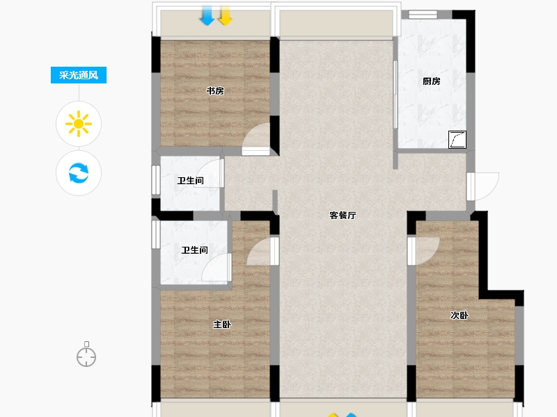 吉林省-长春市-中海橡树园-105.00-户型库-采光通风