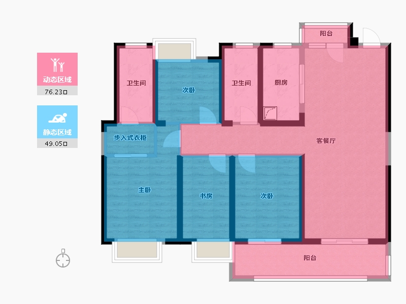 湖北省-武汉市-百步亭·和谐里-111.00-户型库-动静分区