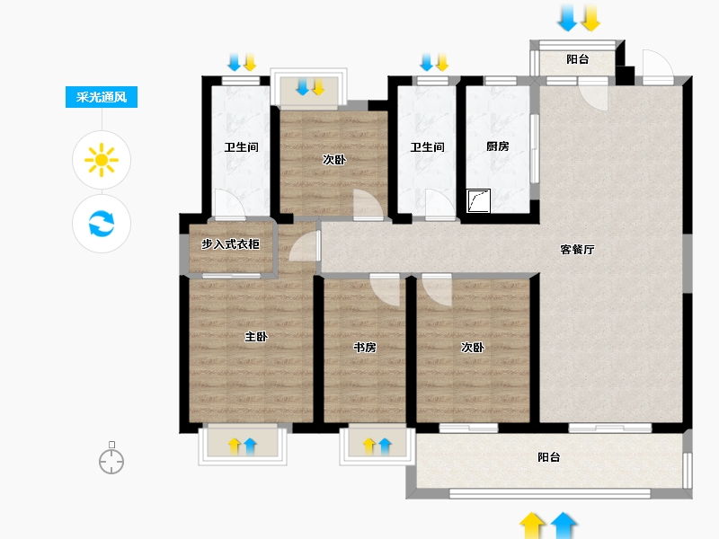 湖北省-武汉市-百步亭·和谐里-111.00-户型库-采光通风