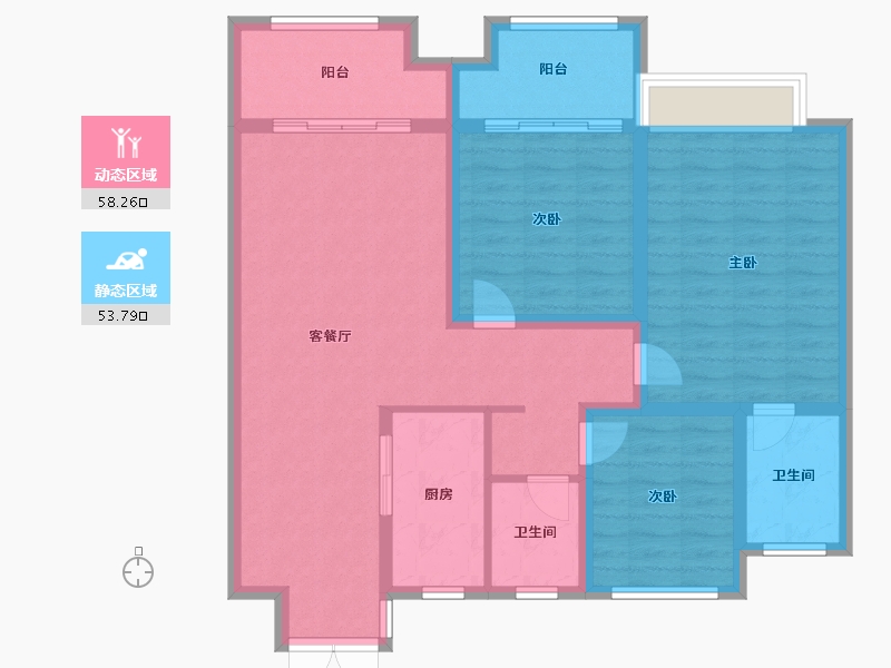 江苏省-宿迁市-泗洪县高庄花园-100.27-户型库-动静分区