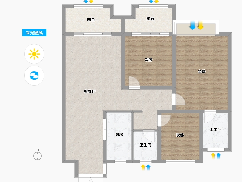 江苏省-宿迁市-泗洪县高庄花园-100.27-户型库-采光通风