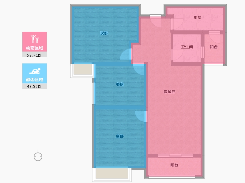 陕西省-咸阳市-碧水华庭-96.76-户型库-动静分区