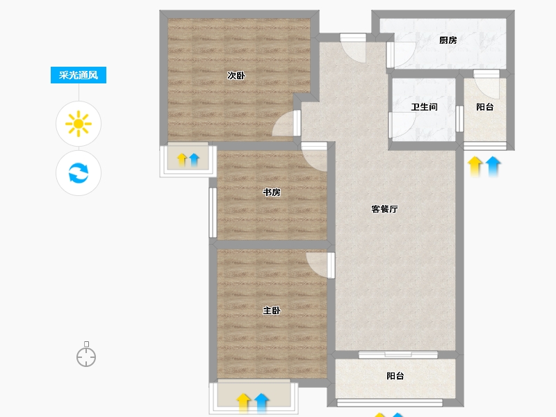 陕西省-咸阳市-碧水华庭-96.76-户型库-采光通风