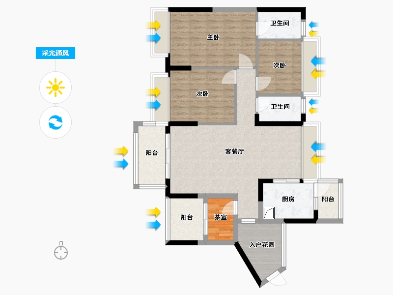 广东省-佛山市-鸿安花园-97.85-户型库-采光通风