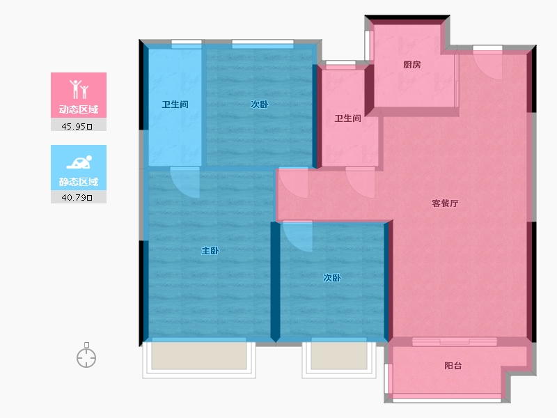 浙江省-湖州市-海伦堡东尚府-86.57-户型库-动静分区