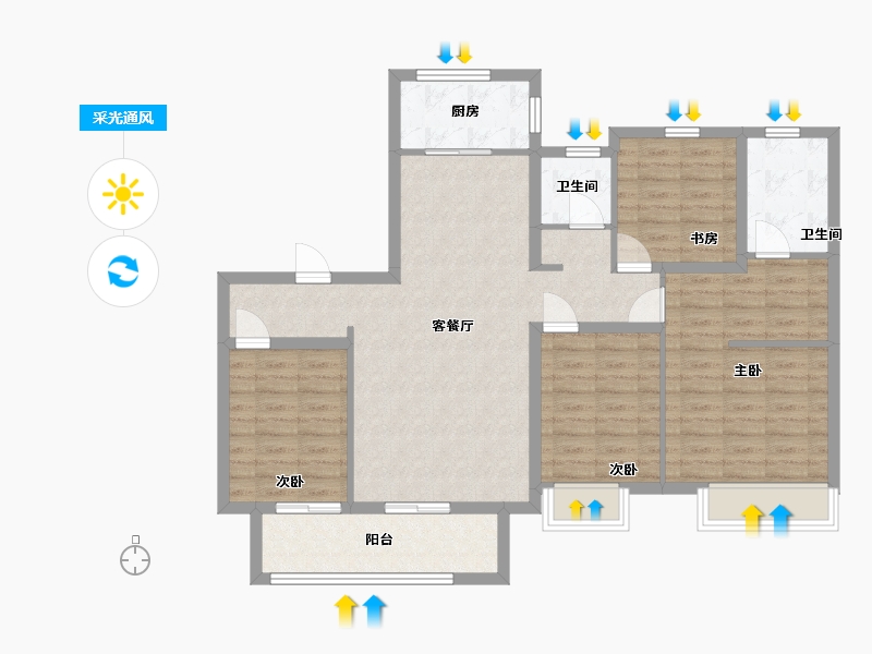 陕西省-渭南市-蒲城龙记观园-100.00-户型库-采光通风