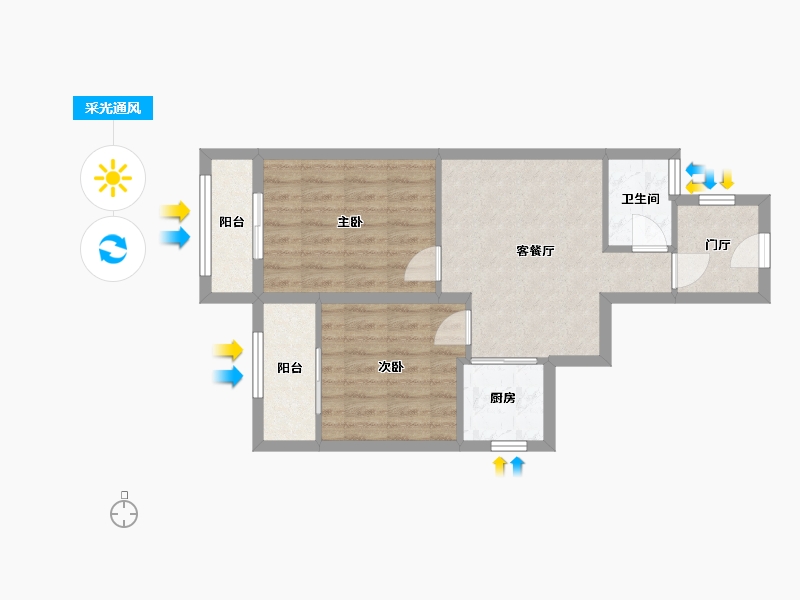 上海-上海市-纪念社区-64.00-户型库-采光通风