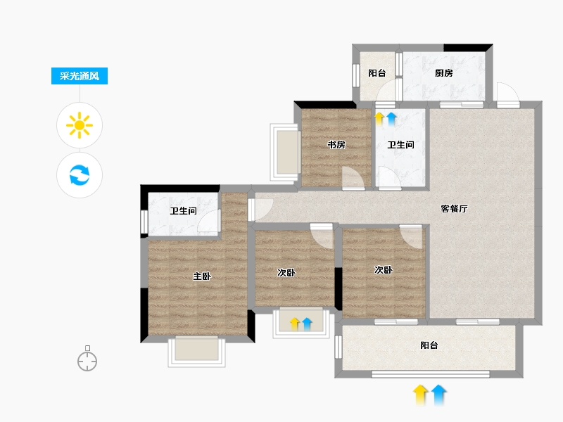 四川省-资阳市-华鼎江宸府-110.00-户型库-采光通风