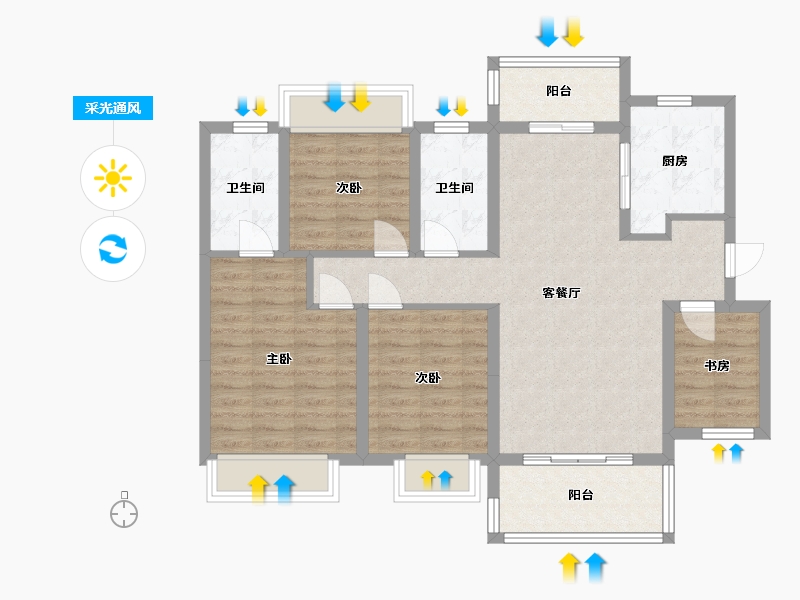 四川省-德阳市-吾悦华府-103.00-户型库-采光通风