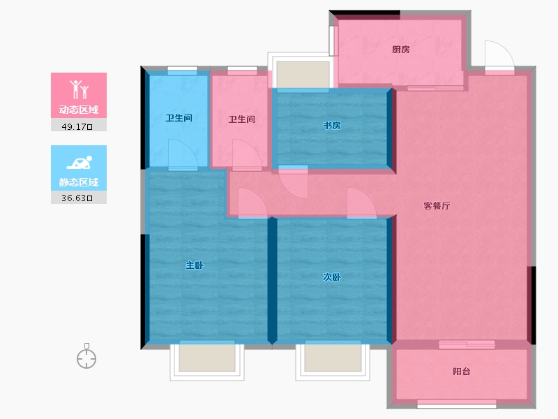 福建省-宁德市-宏地，君悦公馆-76.00-户型库-动静分区