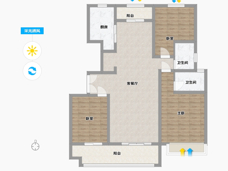 河南省-商丘市-建业城一期-122.00-户型库-采光通风