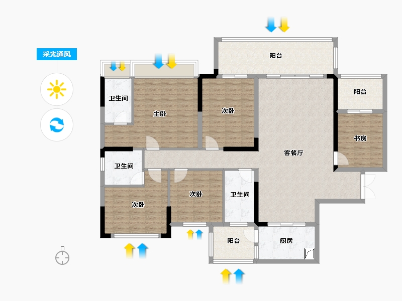 广东省-韶关市-白云天滨江壹号-148.00-户型库-采光通风