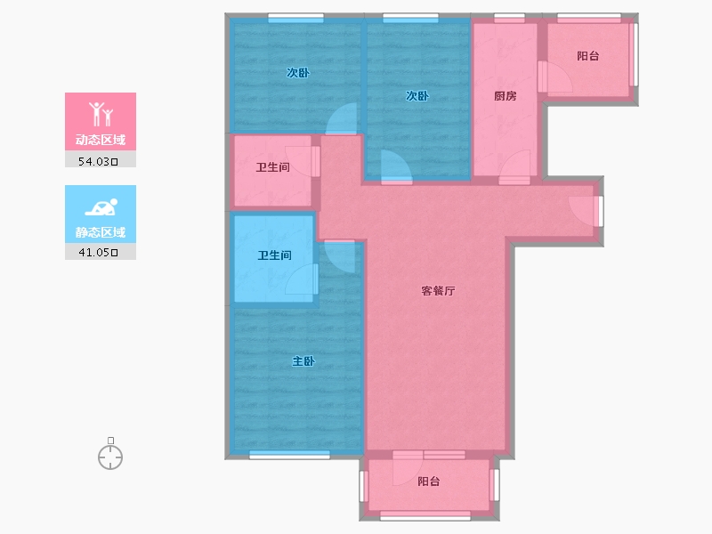 北京-北京市-亦庄·北岸-1号楼-90.38-户型库-动静分区