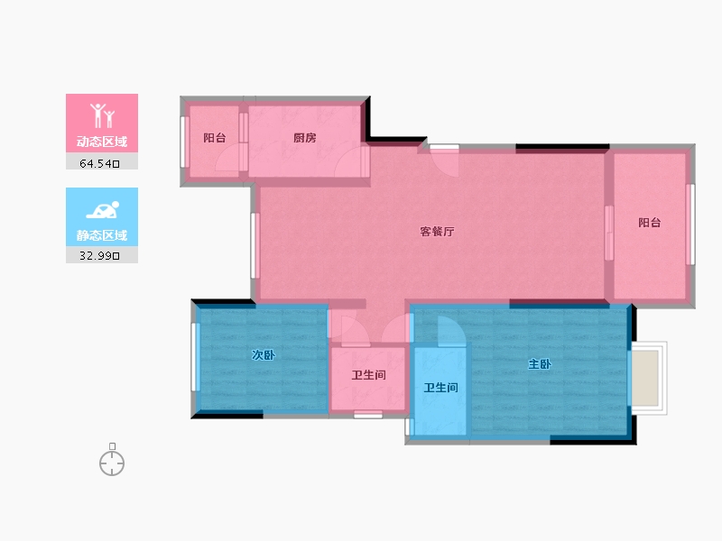 四川省-绵阳市-瑞弘恒跃名苑-84.00-户型库-动静分区