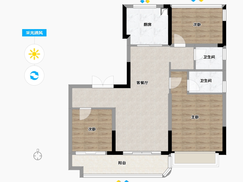 江苏省-南通市-十里江山-88.00-户型库-采光通风