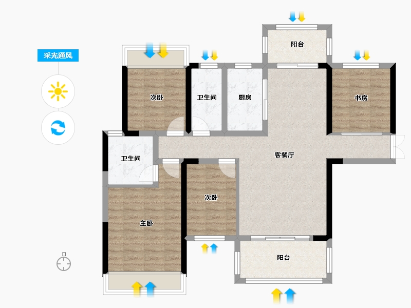 湖南省-永州市-大宁府2期-110.40-户型库-采光通风