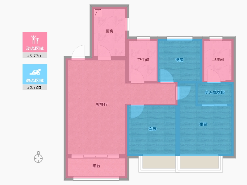 山东省-聊城市-民生光岳壹号院-80.00-户型库-动静分区