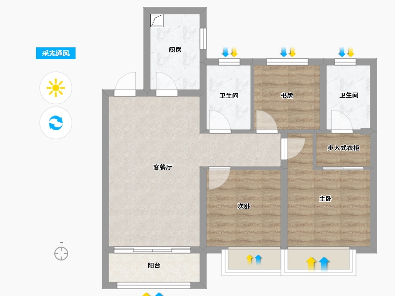 山东省-聊城市-民生光岳壹号院-80.00-户型库-采光通风