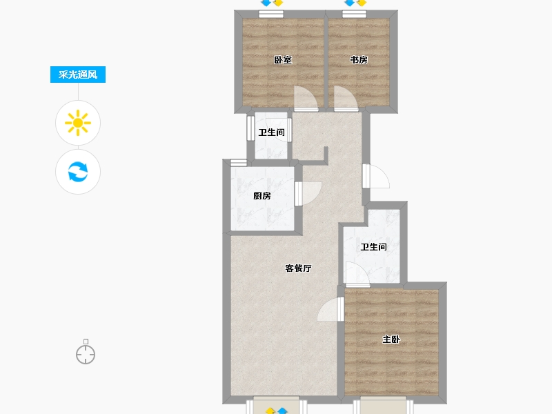 北京-北京市-臻御府-75.00-户型库-采光通风