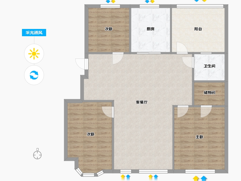 辽宁省-沈阳市-金地铁西檀府-104.71-户型库-采光通风