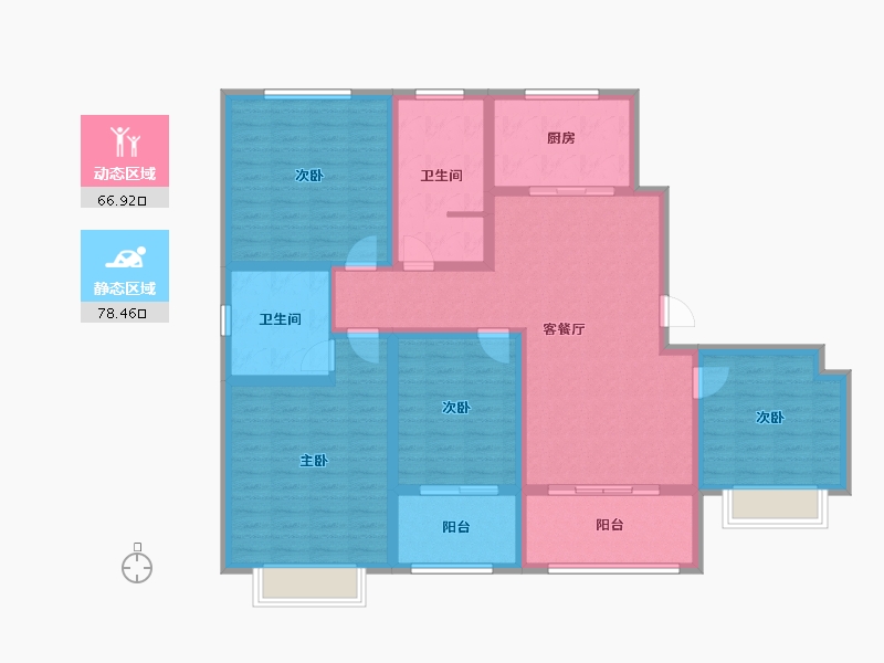 山东省-菏泽市-统汇凤凰城B区-130.00-户型库-动静分区