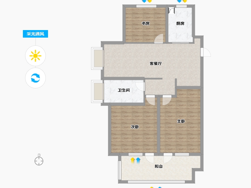 山东省-潍坊市-博裕7号-105.00-户型库-采光通风