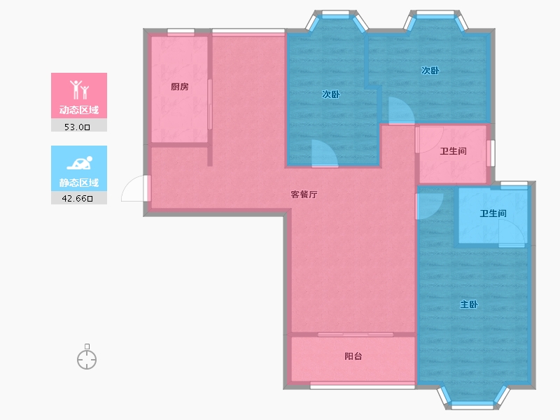 江苏省-南京市-金城丽景-南区-87.53-户型库-动静分区