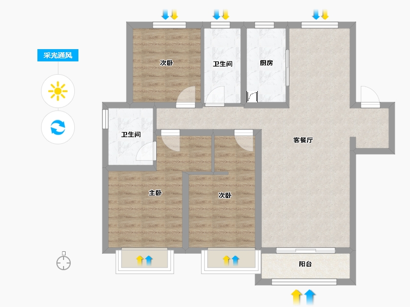 河北省-石家庄市-臻樾府-88.00-户型库-采光通风