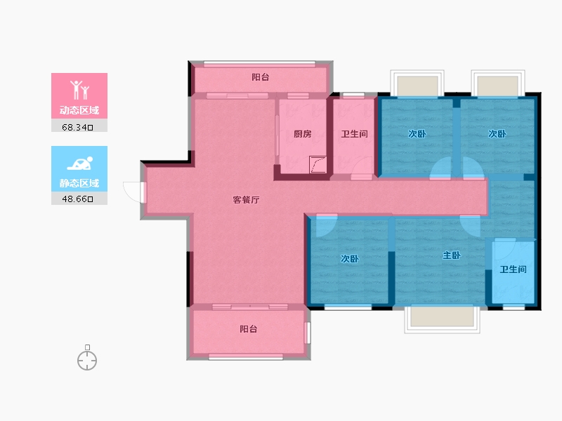 湖南省-长沙市-鑫湘雅韵-110.01-户型库-动静分区