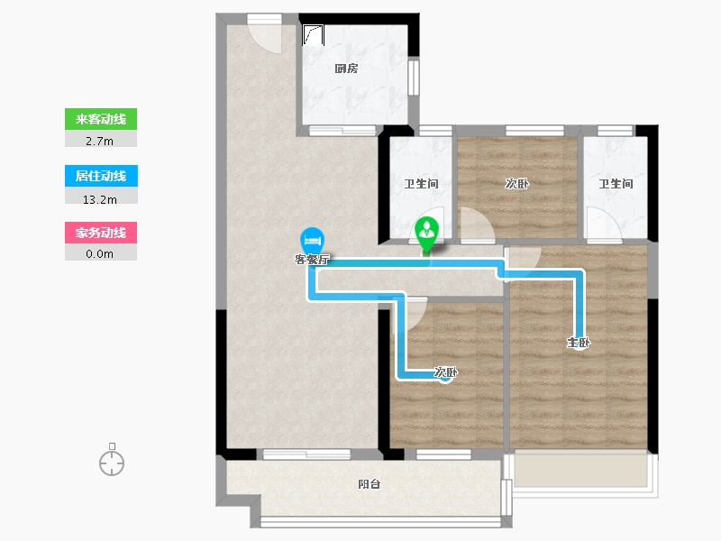 湖北省-荆门市-碧桂园楚悦台-88.00-户型库-动静线