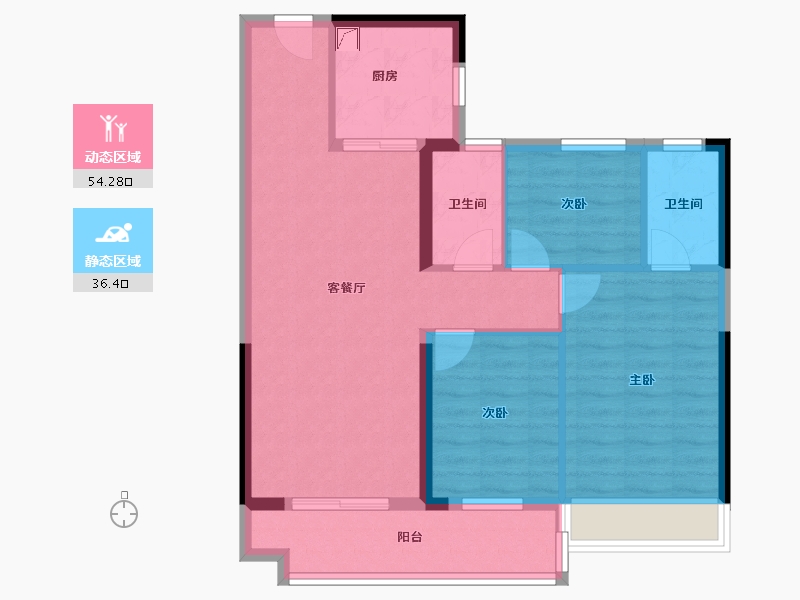 湖北省-荆门市-碧桂园楚悦台-88.00-户型库-动静分区