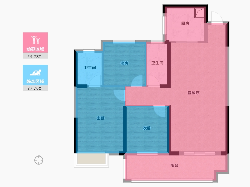 湖北省-宜昌市-东湖雅居-88.88-户型库-动静分区