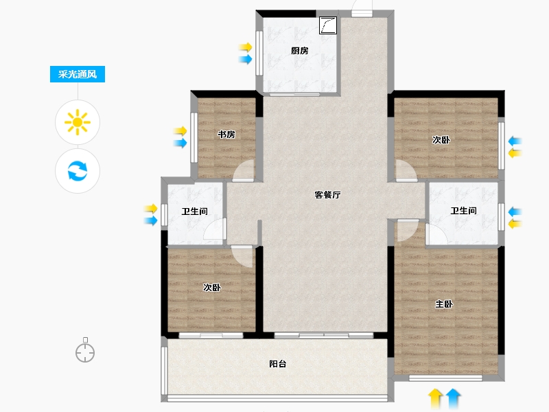 广西壮族自治区-贵港市-盛世荷悦府-130.00-户型库-采光通风