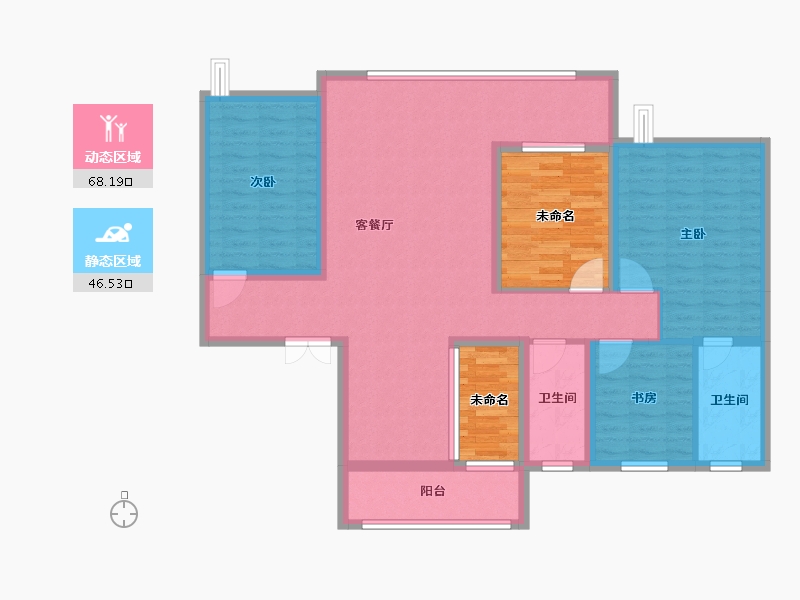 山东省-潍坊市-清河熙华园-115.63-户型库-动静分区