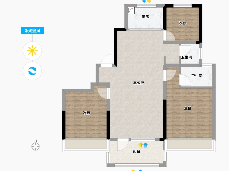 山东省-济宁市-九巨龙龙城公馆-89.90-户型库-采光通风