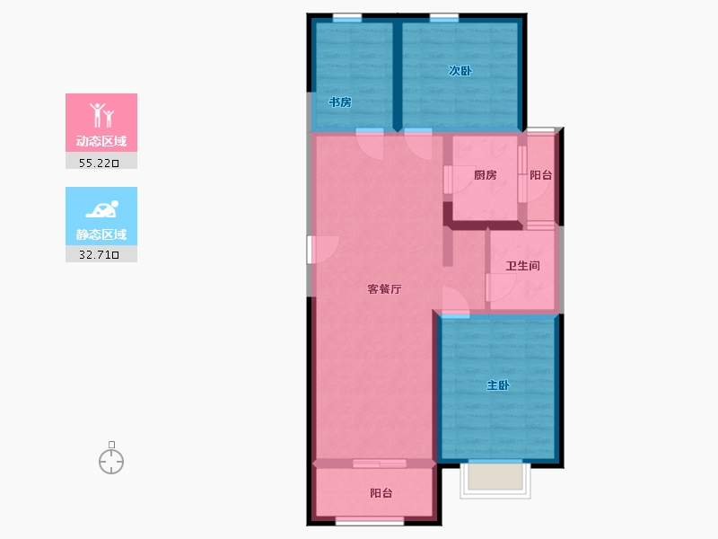 陕西省-西安市-阳光100阿尔勒-90.00-户型库-动静分区