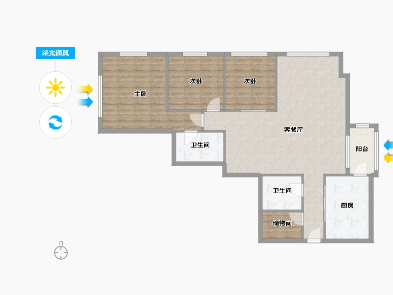 北京-北京市-现代城-117.00-户型库-采光通风