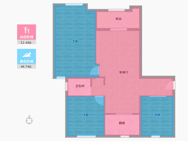 安徽省-铜陵市-公园道B区御湖-89.82-户型库-动静分区