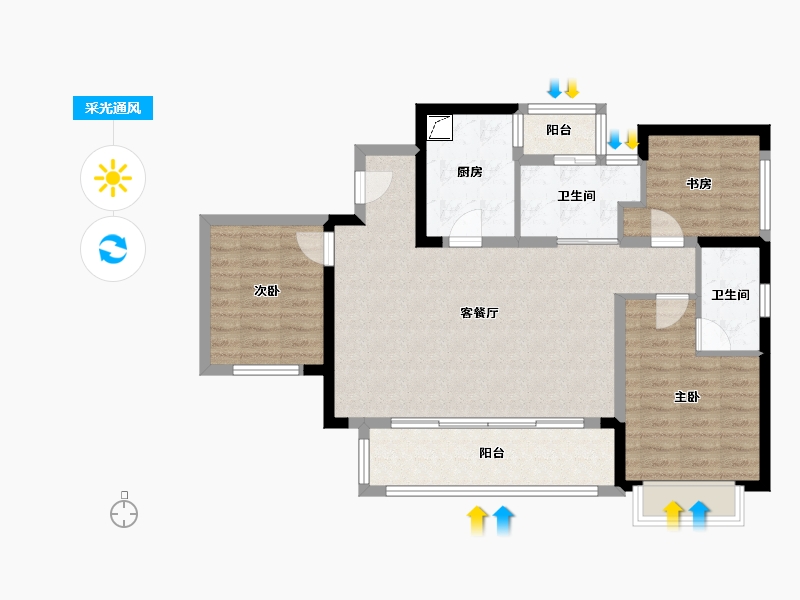 四川省-成都市-首钢璟辰里-92.00-户型库-采光通风